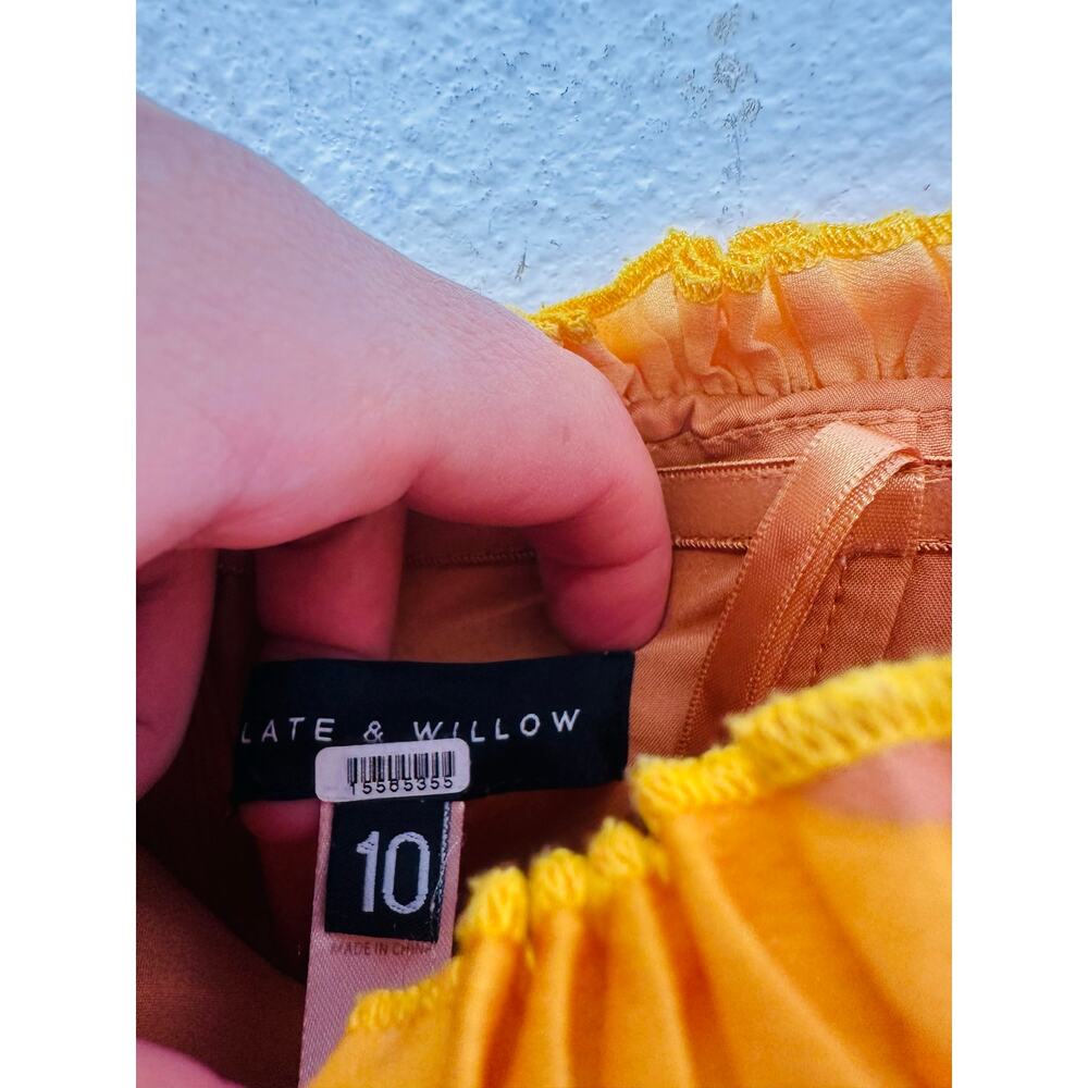 SLATE & WILLOW Yellow Orange Sunset Floral Strapless Pleated Dress size 10 - Picture 11 of 16